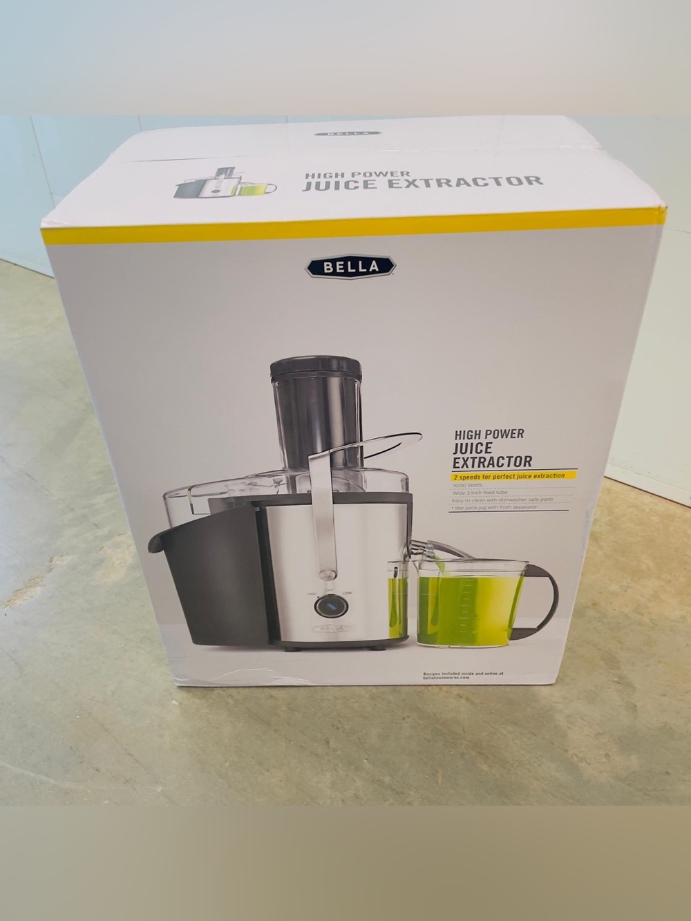 BELLA High Power Juice Extractor 1000W 2 Speed 3" Wide Feed Tube Stainless - Picture 13 of 13
